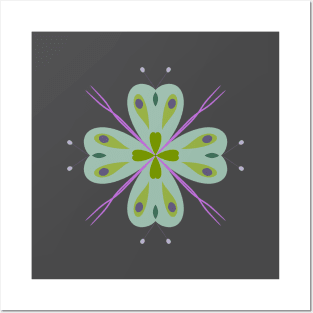 Green butterfly mandala Posters and Art